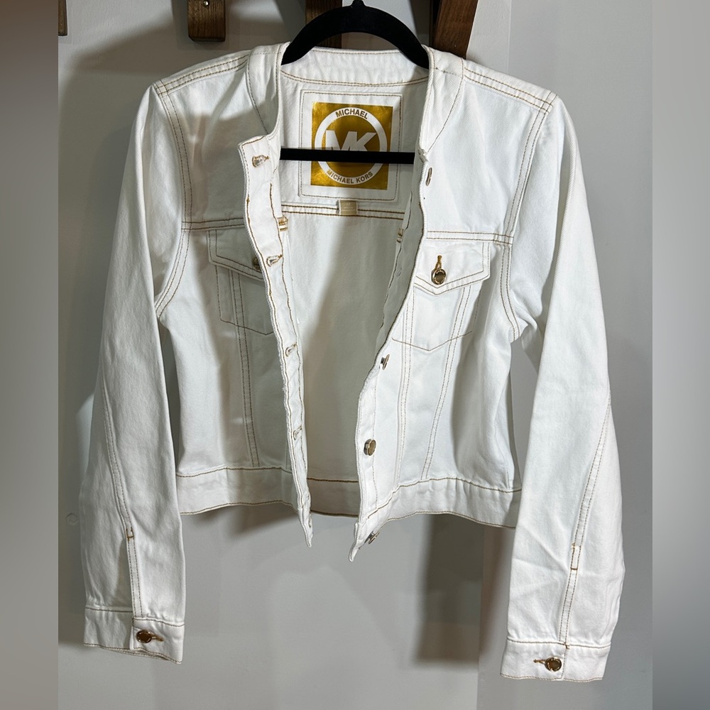 MICHAEL Michael Kors White Denim Jacket Medium - Picture 3 of 8